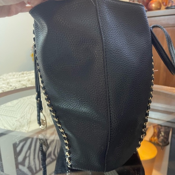 BCBG Paris Black Chain-Trim Charm Large Oversized Tote Shoulder Bag Maximalist - Picture 6 of 9